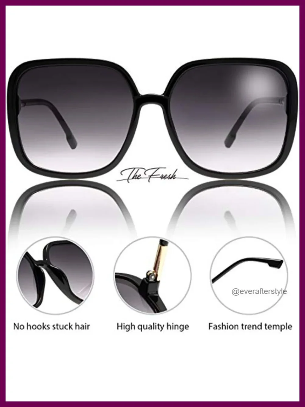 Women's Oversized Square Jackie O Cat Eye Hybrid Butterfly Sunglasses